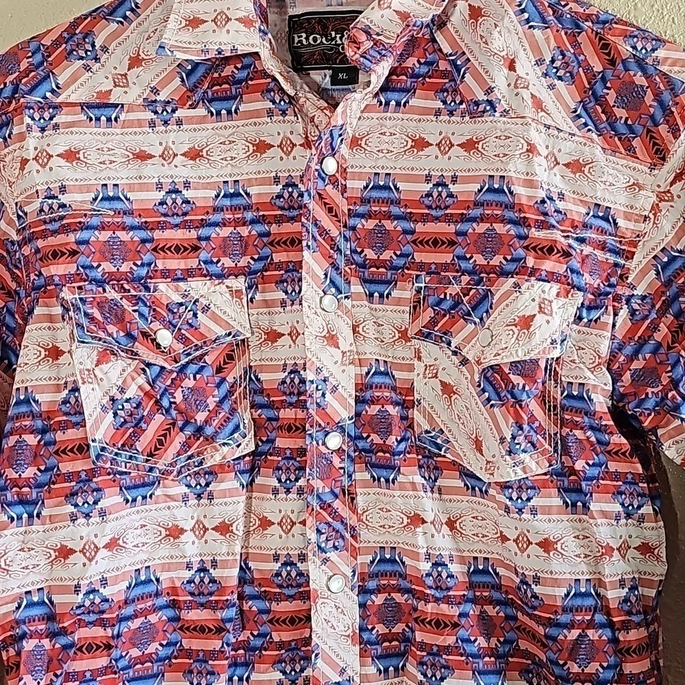 ROCK & Roll Cowboy Native Print Button-Down Shirt.